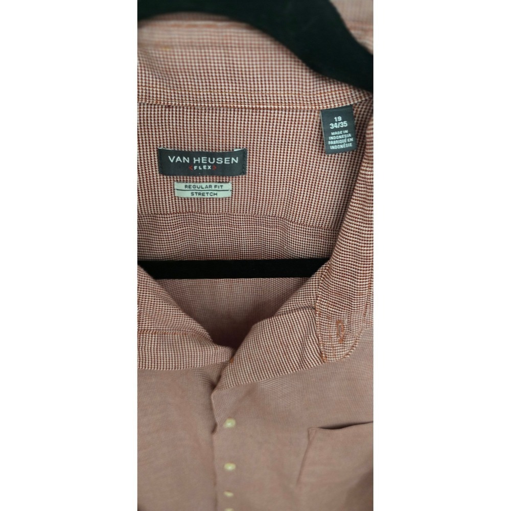Van Heusen Button Down Mens 19 34/35 Red Brown Excellent Flex Regular Stretch - Picture 5 of 5